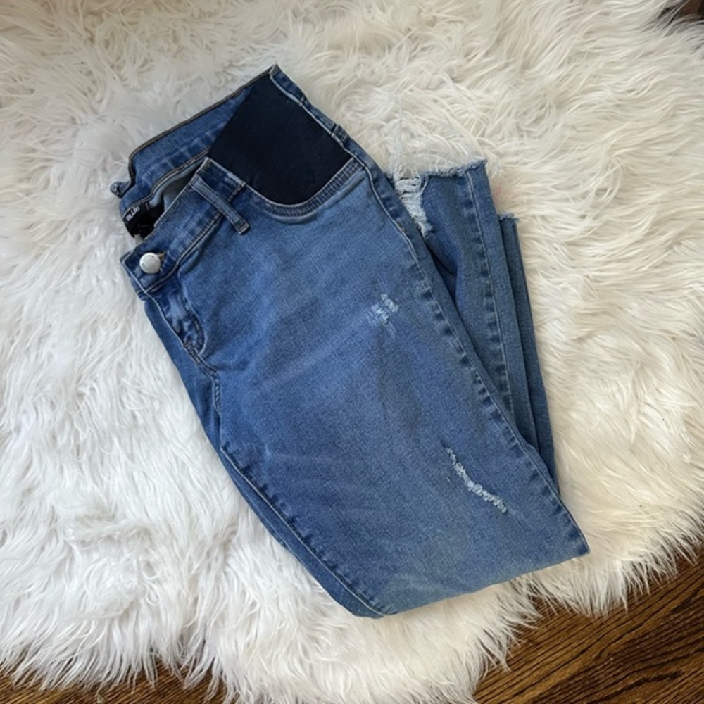 Indigo blue maternity capri